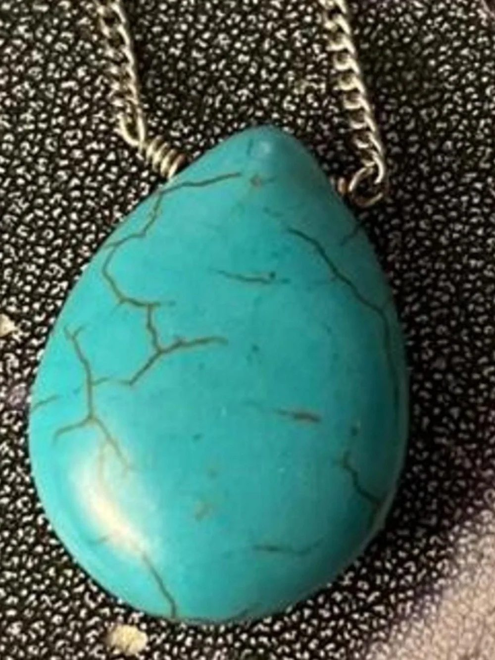 Turquoise Teardrop Necklace with Silver Chain